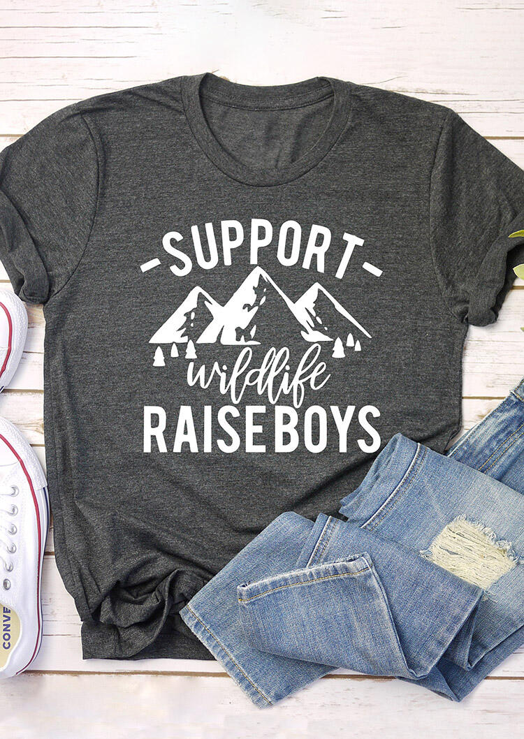 

Tees T-shirts Support Wildlife Raise Boys T-Shirt Tee - Gray. Size: ,M
