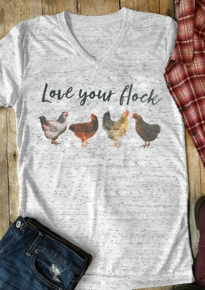 

Love Your Flock T-Shirt Tee - Light Grey, 436629
