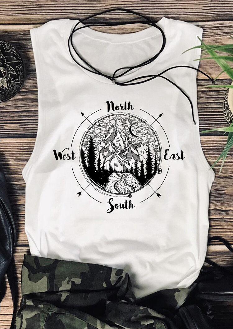 

Tank Tops Compass Arrows North West East South Tank in White. Size