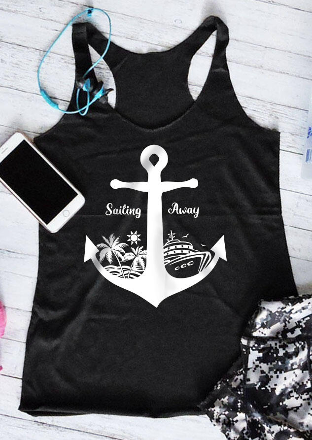 

Sailing Away Anchor Casual Tank - Black, 462847