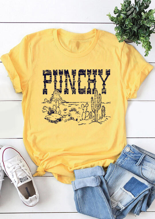 

Tees T-shirts Punchy Cactus T-Shirt Tee - Yellow. Size