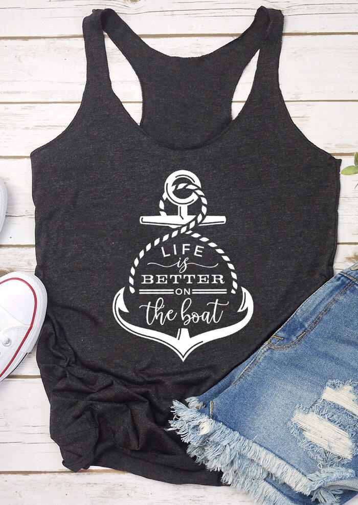 

Life Is Better On The Boat Anchor Tank - Dark Grey, 462863