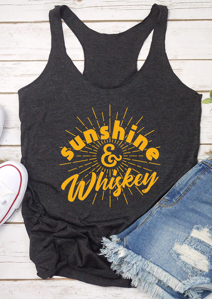 

Tank Tops Sunshine & Whiskey Casual Racerback Tank Top in Gray. Size