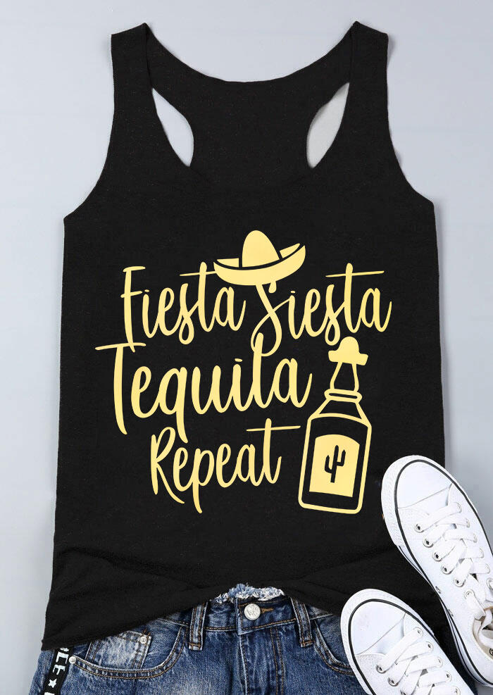 

Tank Tops Fiesta Siesta Tequila Repeat Tank in Black. Size: S