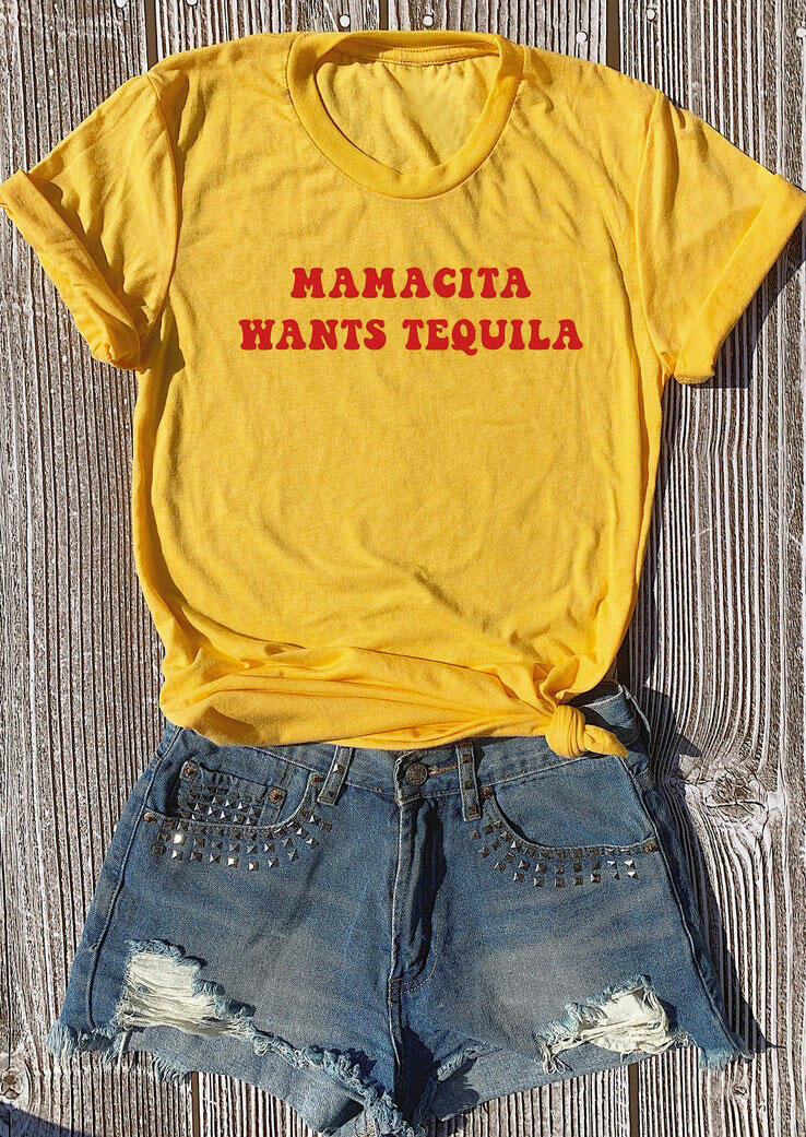 

Tees T-shirts Mamacita Wants Tequila T-Shirt Tee - Yellow. Size: S,M