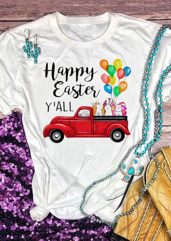 

Happy Easter Y'all T-Shirt Tee - White, 462972