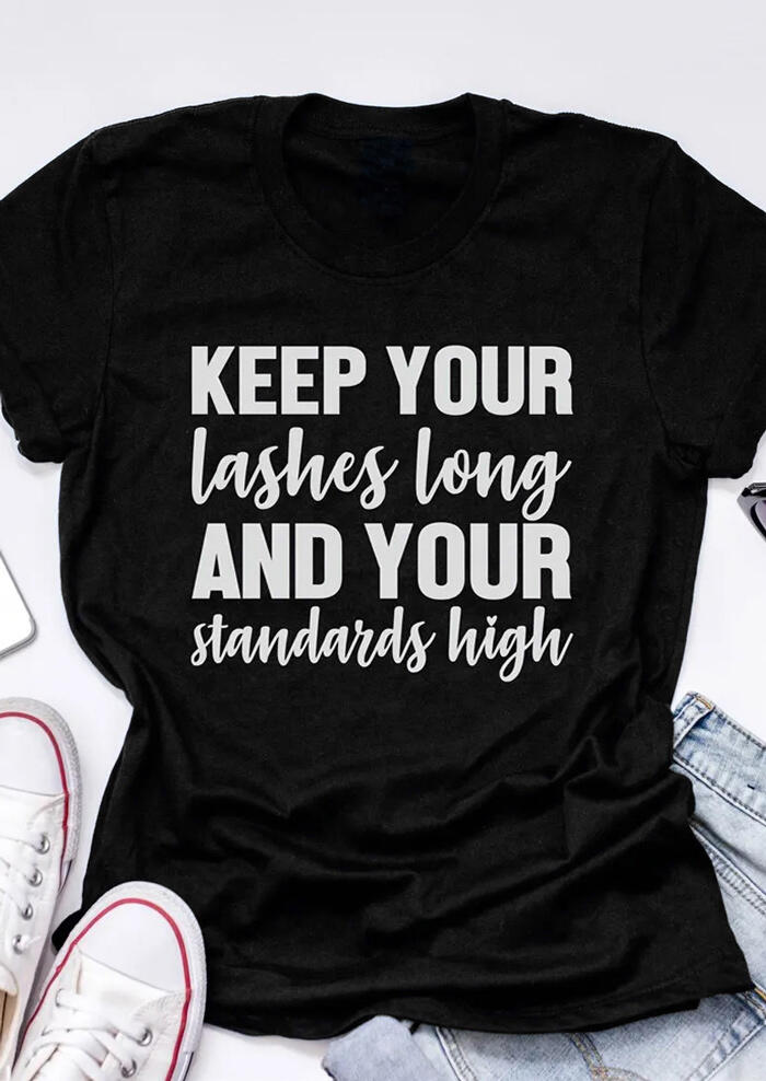 

Keep Your Lashes Long T-Shirt Tee - Black, 462982