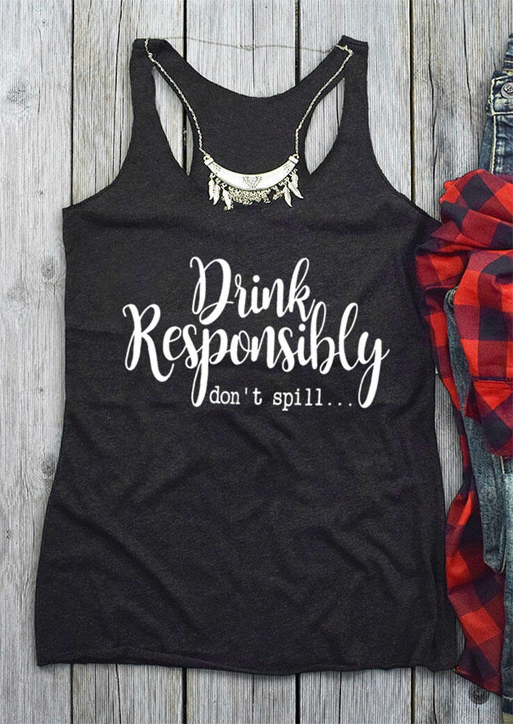 

Drink Responsibly Don't Spill Tank without Necklace - Dark Grey, 463008