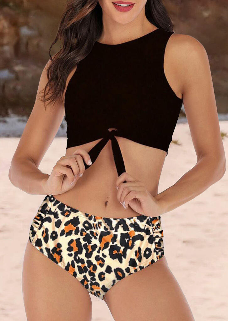 

Tankinis Leopard Tie Tankini in Light Yellow. Size