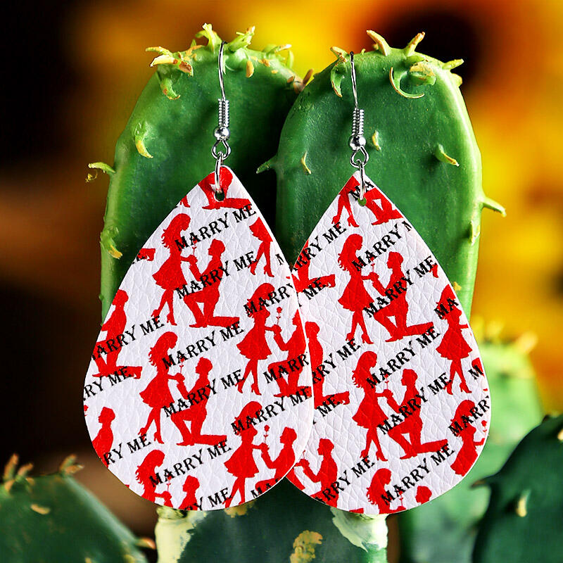 

Marry Me Love PU Leather Earrings, Red;multi-colored, 462992