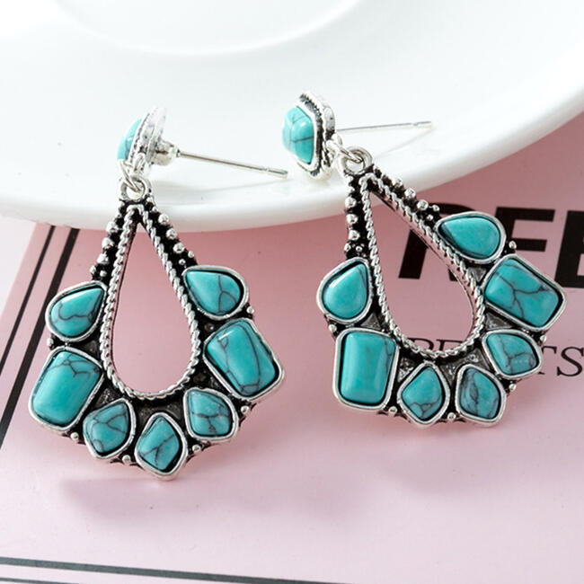 

Creative Turquoise Drop-shaped Maxi Earrings, Lake blue, 463130
