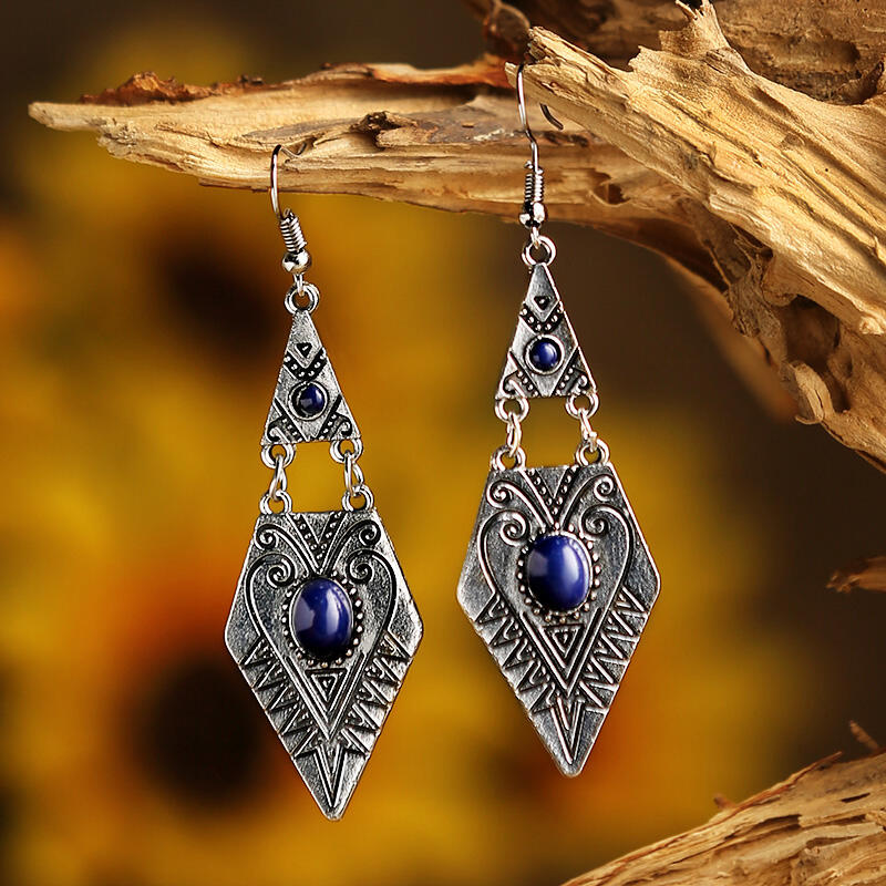 

Earrings Creative Diamond-Shaped Gemstone Embellished Earrings. Size, Gold