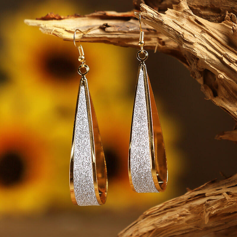 

Hollow Out Drop-Shaped Alloy Earrings, Gold;silver, 463324