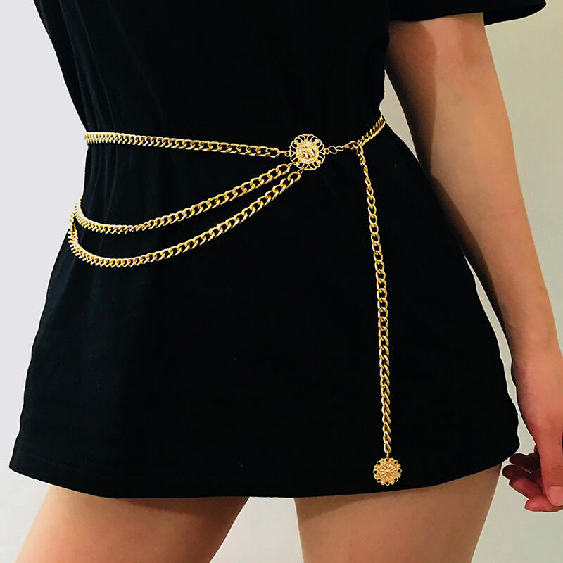 

Belts Women's Fashion Multi-Layered Waist Chain Belt in Silver. Size