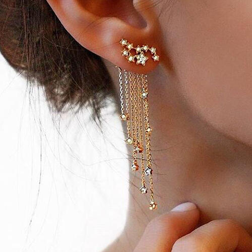 Women's Fashion Shiny Star Tassel Earrings