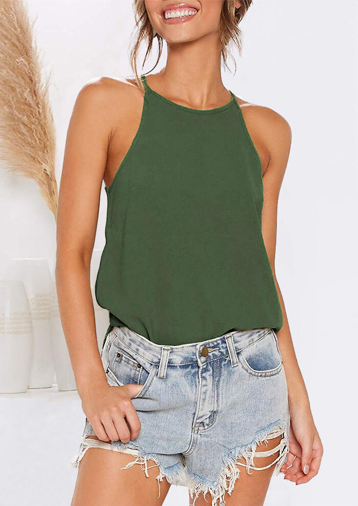

Irregular O-Neck Camisole - Green, 463402