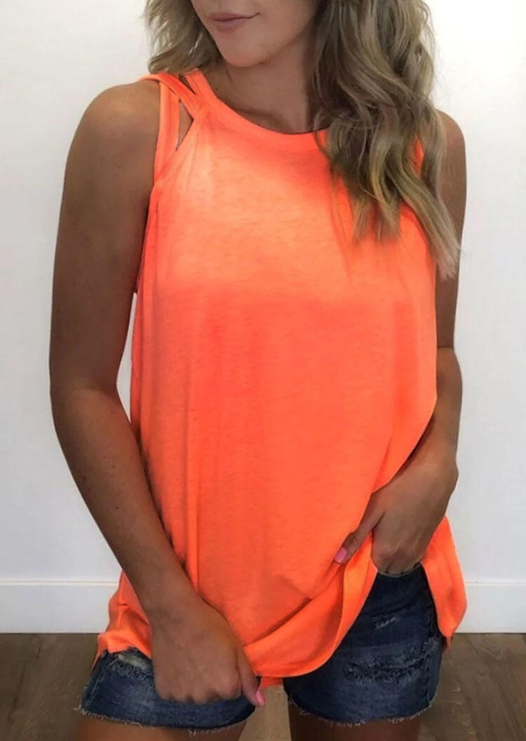 

Tank Tops Criss-Cross O-Neck Tank - Orange. Size