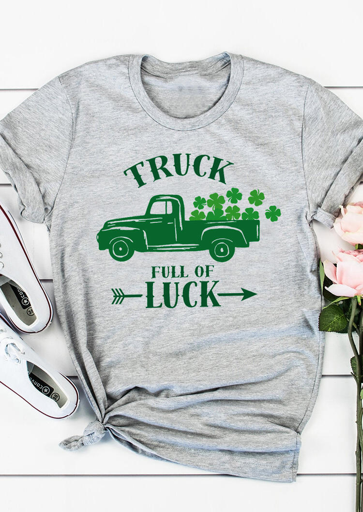 Truck Full Of Luck Shamrock T-Shirt Tee – Gray