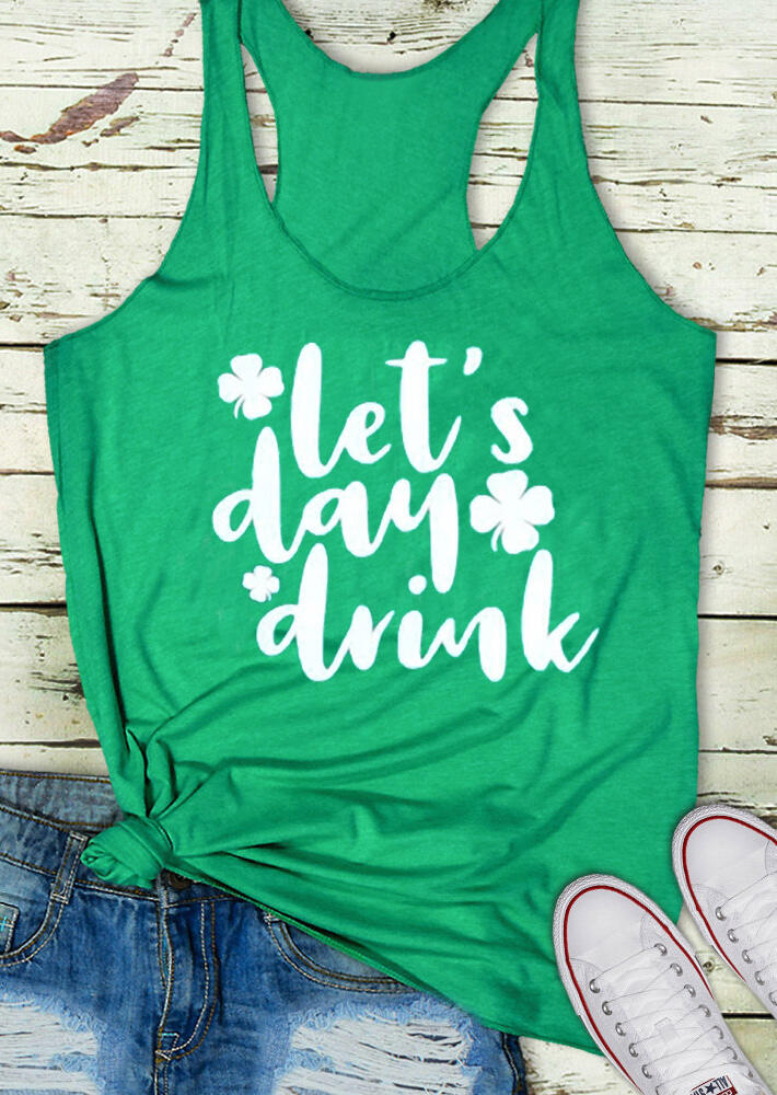 

St. Patrick' Day Let' Day Drink Lucky Shamrock Tank - Green, 463548