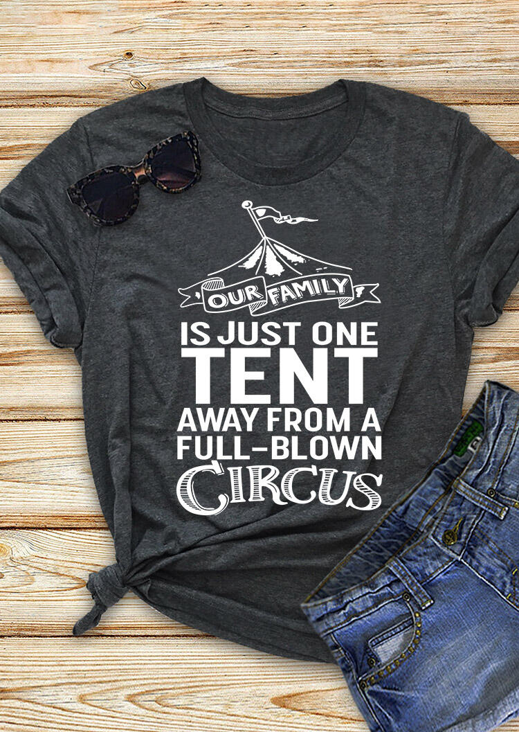 

Tees T-shirts Our Family Is Just One Tent T-Shirt Tee in Dark Grey. Size