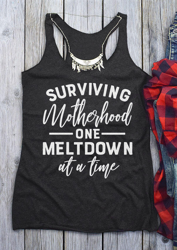

Tank Tops Surviving Motherhood Tank Top in Dark Grey. Size