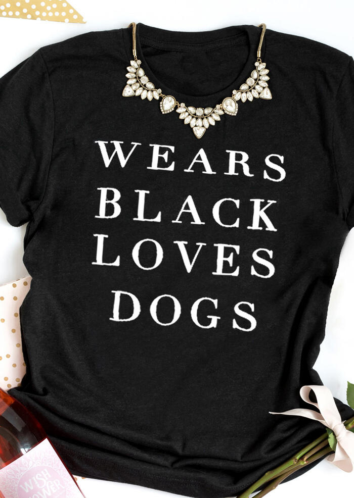 

Wears Black Loves Dogs T-Shirt Tee without Necklace - Black, 463768