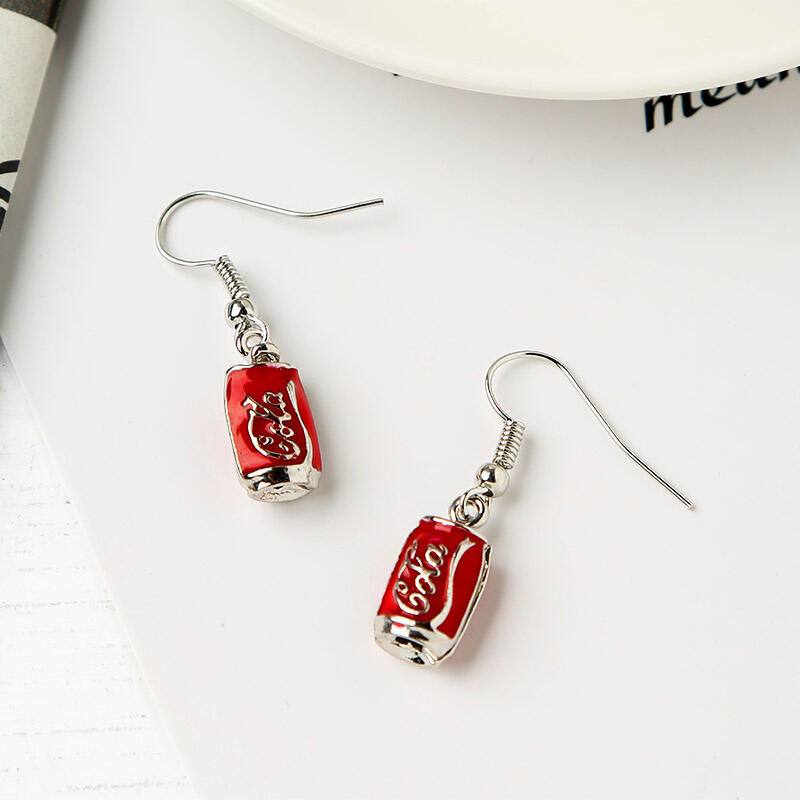 

Creative Cola Can Bottle Pendant Earrings, Blue;red, 462961