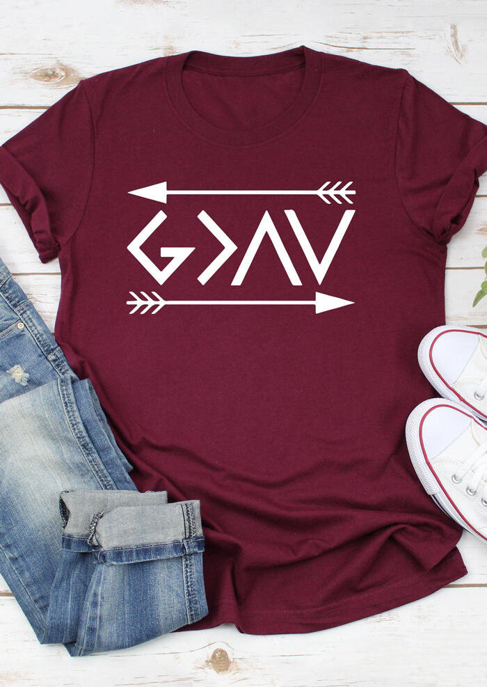 

Presale - Christian Double Arrow T-Shirt Tee - Burgundy, 463860