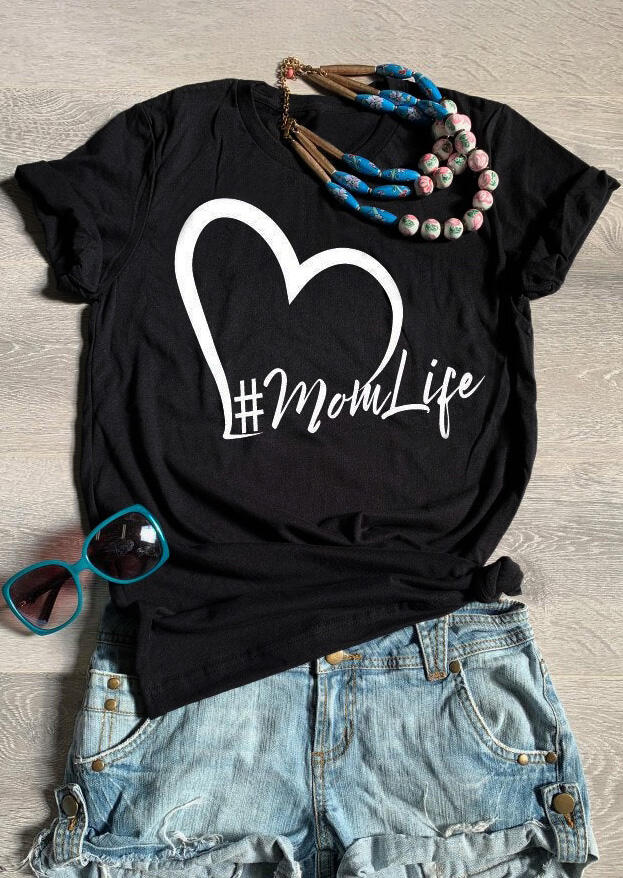 

Mom Life Heart T-Shirt Tee - Black, 463892