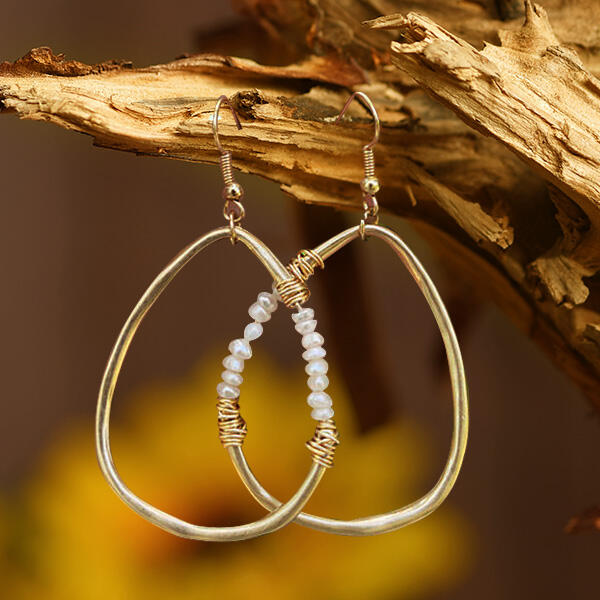 

Women's Bead Water Drop Shaped Earrings, Gold, 462773
