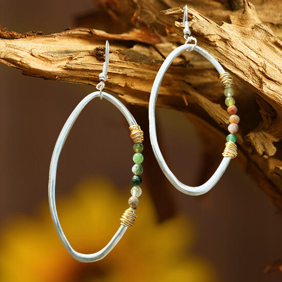 

Women's Fashion Large Circle Bead Earrings, Silver, 462777
