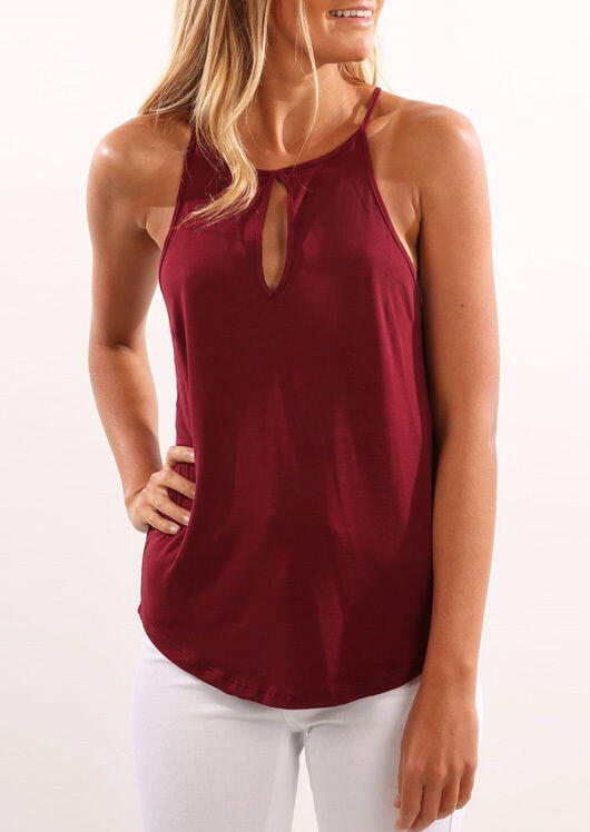 

Solid Hollow Out Camisole, Black;white;burgundy, 122392