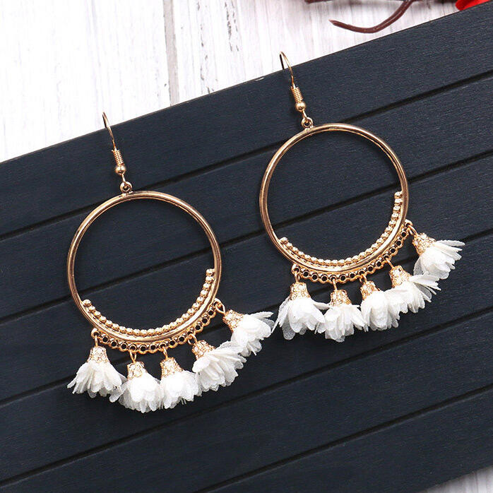 

Bohemian Large Ring Flower Alloy Earrings, White;yellow;multi-colored, 464065