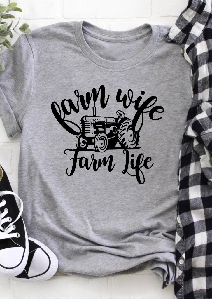 

Farm Wife Farm Life T-Shirt Tee - Gray, 464181