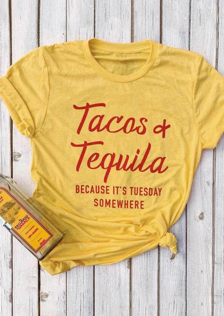 

Tacos & Tequila Because It' Tuesday T-Shirt Tee - Yellow, 464183