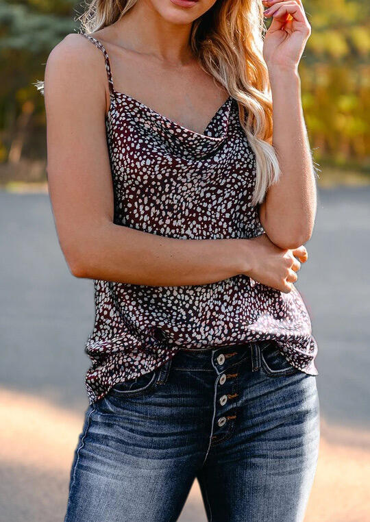 

Printed Cowl Neck Camisole - Plum, 464246