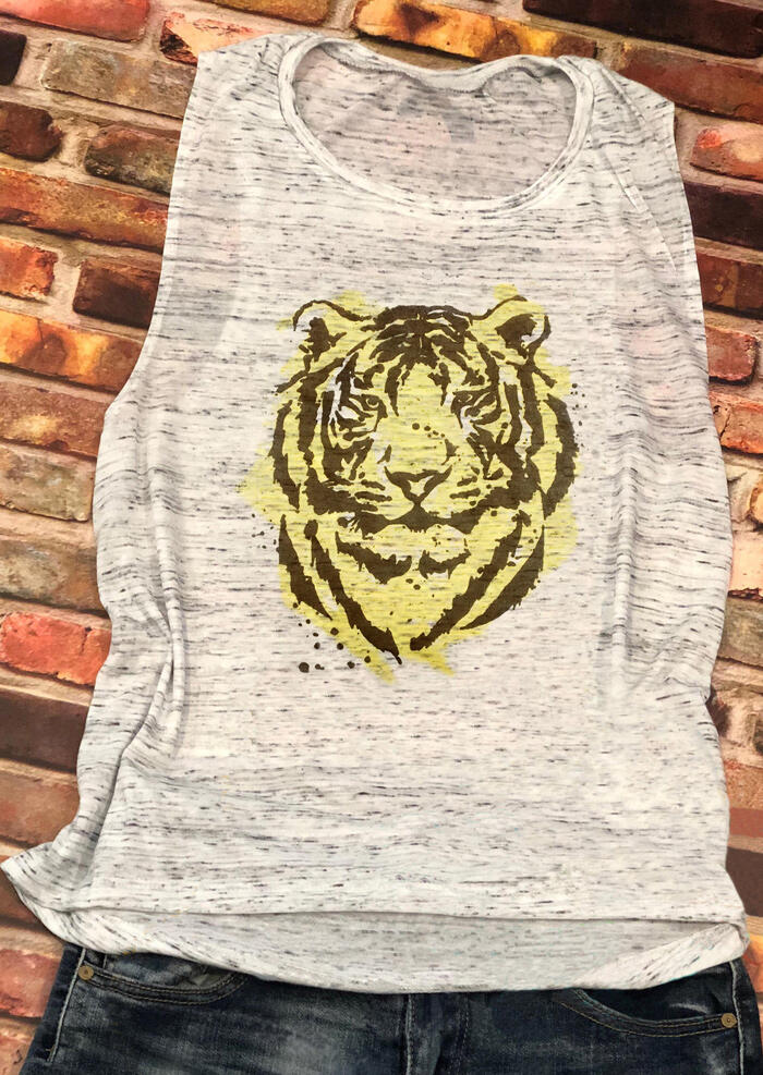 

Tank Tops Presale - Tiger O-Neck Tank - White. Size: S,M,,XL