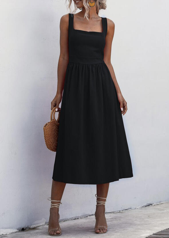 

Casual Dresses Ruffled Open Back Sleeveless Casual Dress - Black. Size