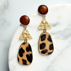 Women's Leopard Printed Long Oval Earrings