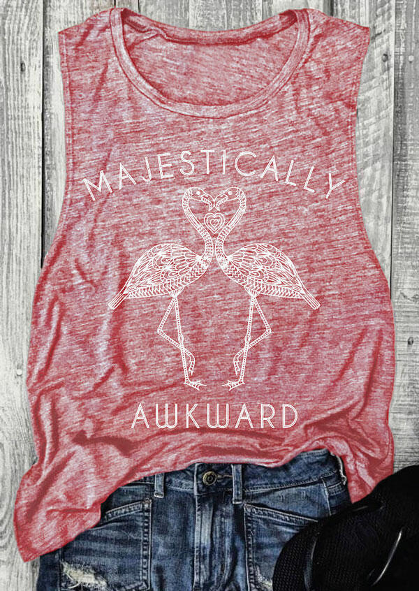 

Majestically Awkward Flamingo Printed Tank, Watermelon red, 140040