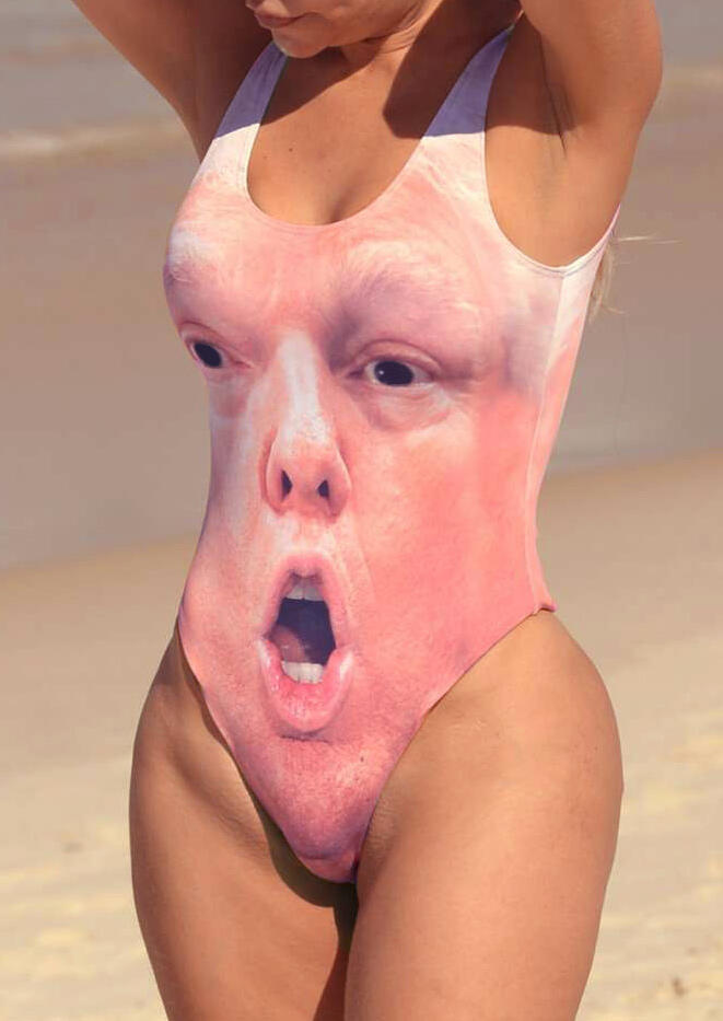 

Trump Face Printed One-Piece Swimsuit - Pink, 446067