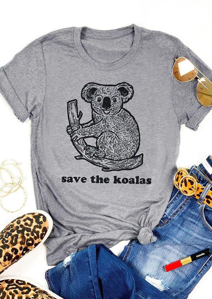 

Save The Koalas T-Shirt Tee - Light Gray, Light grey, 464981