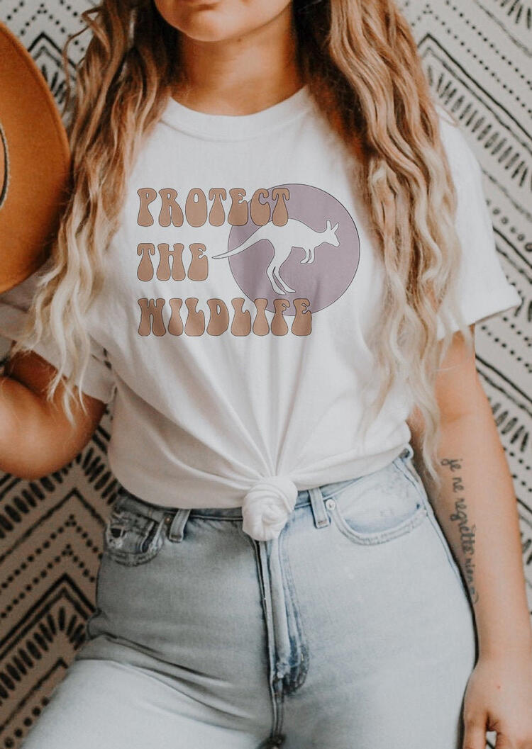 

Tees T-shirts Protect The Wildlife T-Shirt Tee in White. Size