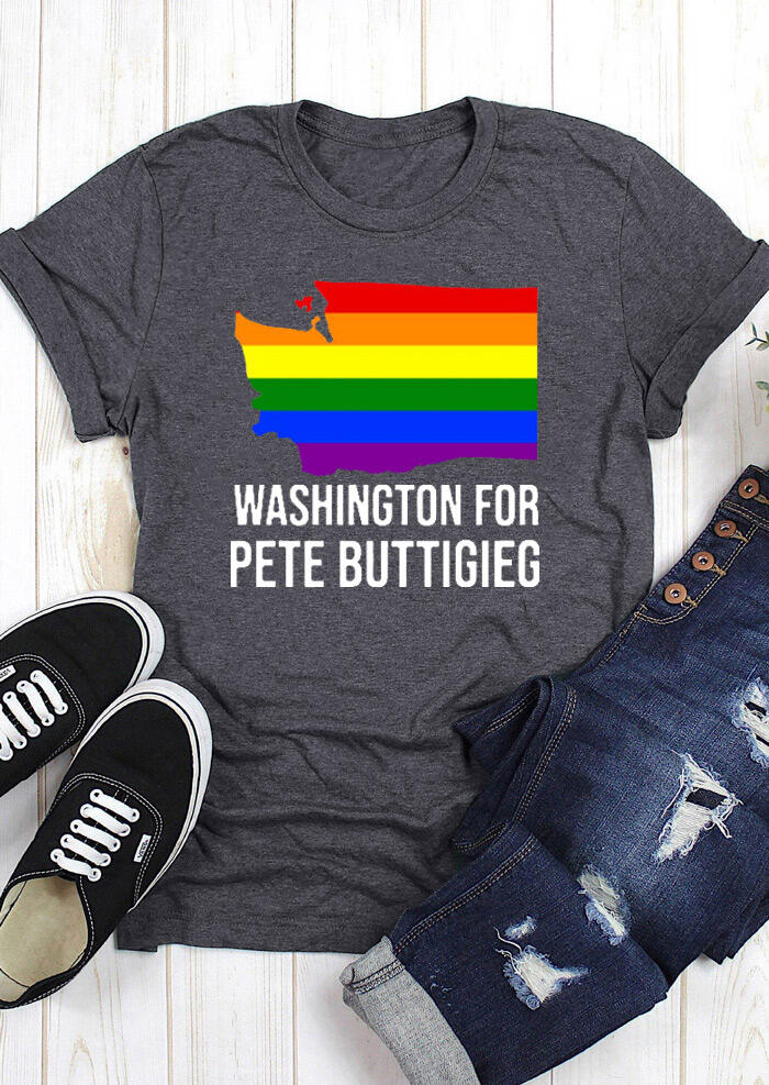 

Washington For Pete Buttigieg T-Shirt Tee - Dark Grey, 465059