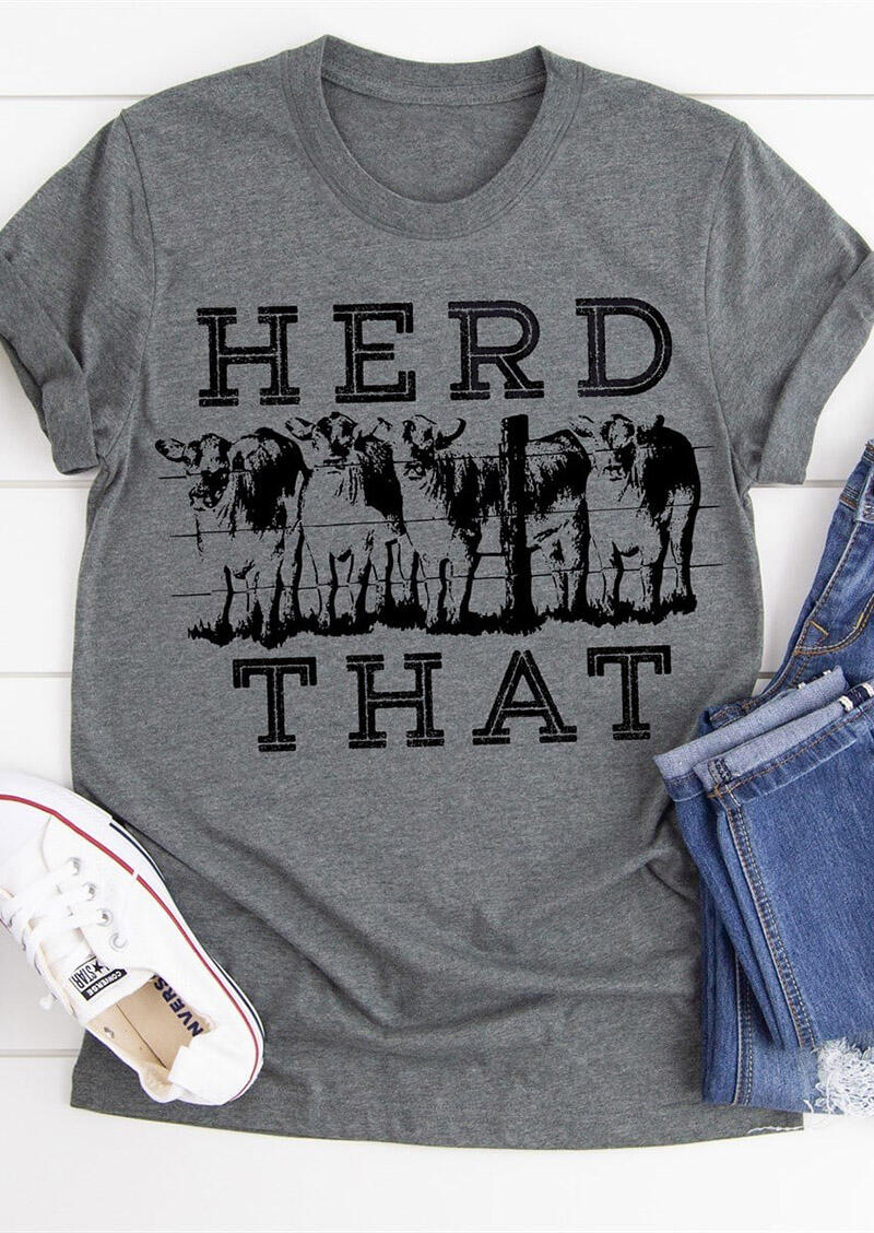 

Herd That Cow T-Shirt Tee - Gray, 465216