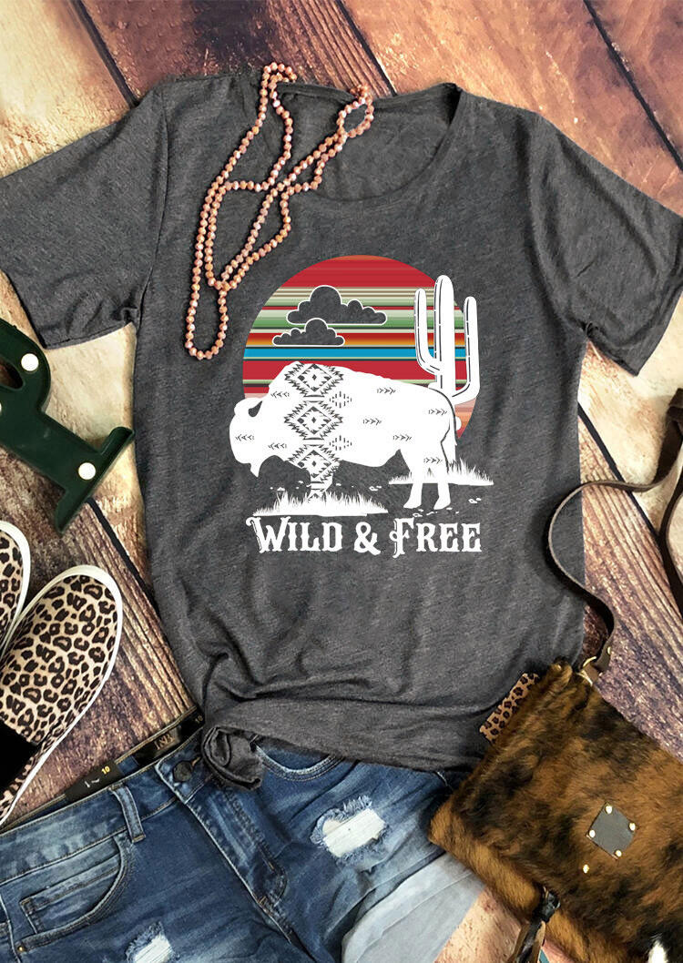 

Tees T-shirts Wild Free Cactus T-Shirt Tee in Dark Grey. Size