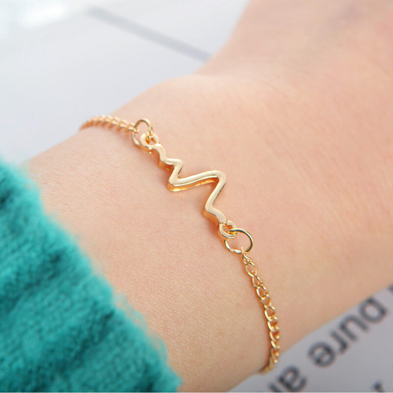 

Bracelet Women's Medical ECG Heartbeat Bracelet in Silver. Size
