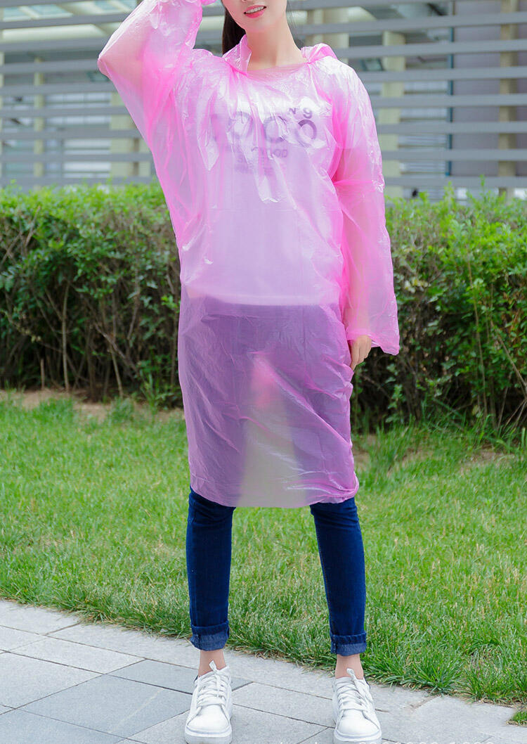 

Adult Disposable Portable Light Plastic Clear Fashion Raincoat, Random, 465406