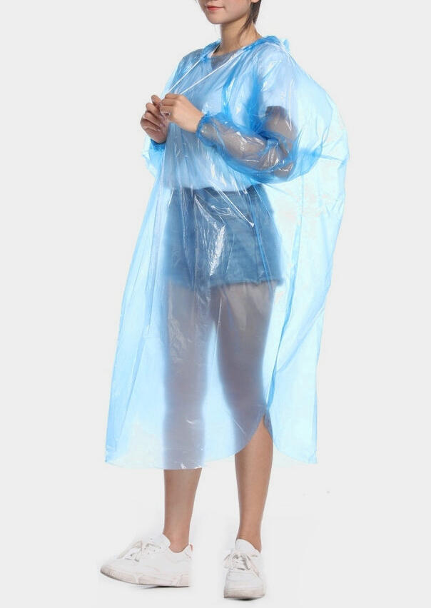 

Adult Disposable Portable Light Plastic Clear Raincoat, Blue;red;yellow, 465408