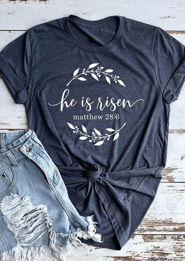

Tees T-shirts Presale - He Is Risen O-Neck T-Shirt Tee - Deep Blue. Size: S,M,,XL